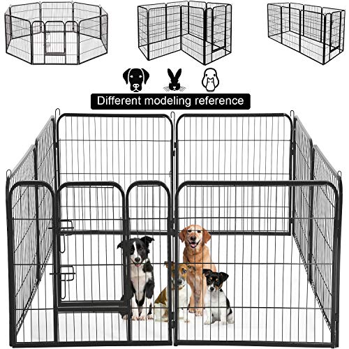 Dog Playpen 8 Panels 40 Inches Dog Pen Extra Large Indoor Outdoor Back or Front Yard Cage Fencing Doggie Rabbit Cats Outside Fences with Door Fence Playpen Heavy Duty Exercise Pen Dog Crate