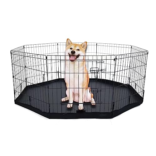 Dog Playpen Bottom Pad/Top Cover,[Playpen Not Included !!!] Octagon Playpen Kennel Cover,Playpen Cover for Pets,Leak-Proof and Easy to Clean.Suitable for Metal 8 Plate Fence 24 inch Pet Pen Cover.