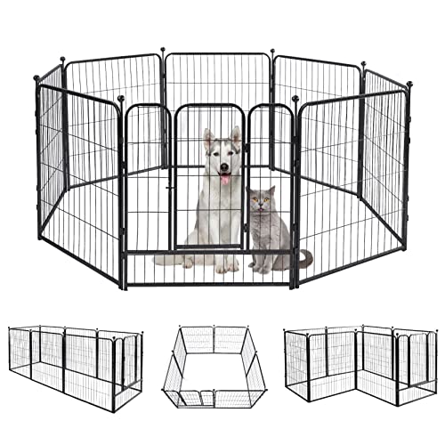 Dogelsy Dog Playpen 8/16 Panels Heavy Duty Puppy Playpen Foldable Dog Fence Pet Playpen with Door for Small Medium Dogs Indoor & Outdoor (28" Wx31.5 H, 8 Panels)