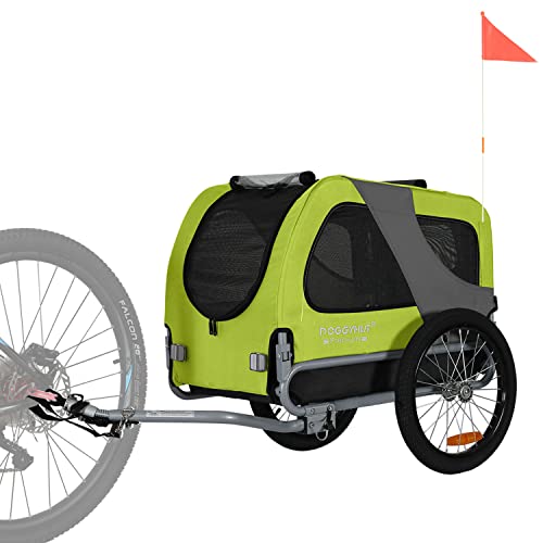 Doggyhut Premium Pet Bike Trailer Bicycle for Dogs Up to 50 Lbs (Lime Green, Medium), DT801M