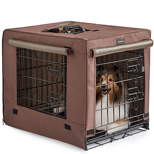DONORO Dog Crates for Small Size Dogs Indoor, Double Door Dog Kennels & Houses for Puppy and Cats with Dog Crate Cover, Collapsible Metal Contour Dog Cages