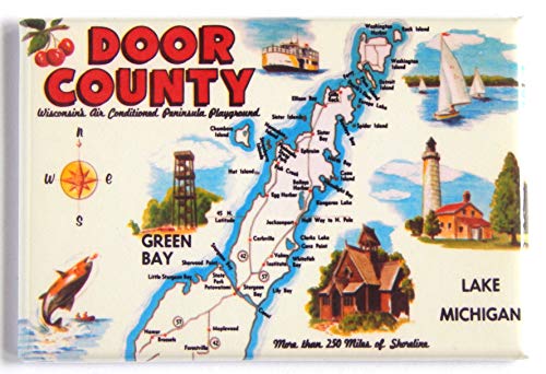 Door County Wisconsin Fridge Magnet (2 x 3 inches) map style B