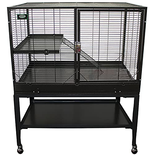 Durable All-Metal Mansion Cage for Chinchillas, Rats, Ferrets, Degus (2-Level)