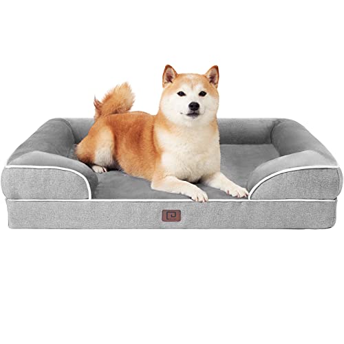 EHEYCIGA Memory Foam Large Dog Bed with Sides, Waterproof Orthopedic, Non-Slip Bottom and Egg-Crate Foam Large Dog Couch Bed with Washable Removable Cover