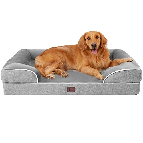 EHEYCIGA Memory Foam XL Dog Bed with Sides, Waterproof Orthopedic Beds for Extra Large Dogs, Non-Slip Bottom and Egg-Crate Foam Big Dog Couch Bed with Washable Removable Cover