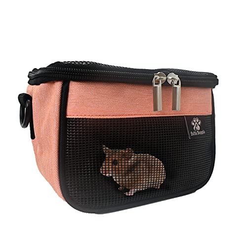 ELEGX Small Animal Travel Bag for Chinchillas, Bird Cage Travel Parrot Case, Portable Breathable Hamster Shoulder Bag Handbag, Durable Canvas Outing pet Carrier Purse (Medium) (Orange, Medium)