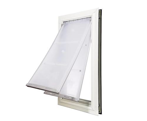 Endura Flap E2 Double Flap Pet Door for Door Installations | Stylish for Interior & Exterior Doors | Durable Aluminum Frame & Weatherproof Dual-Layer Flap | White, Large, Double Flap