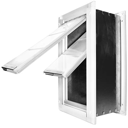 Endura Flap Pet Door for Walls in White | Energy-Efficient Double Flap Design for Wall Installations | All-Weather Protection with Insulating Dual-Layer Flap | White, Medium, Double Flap