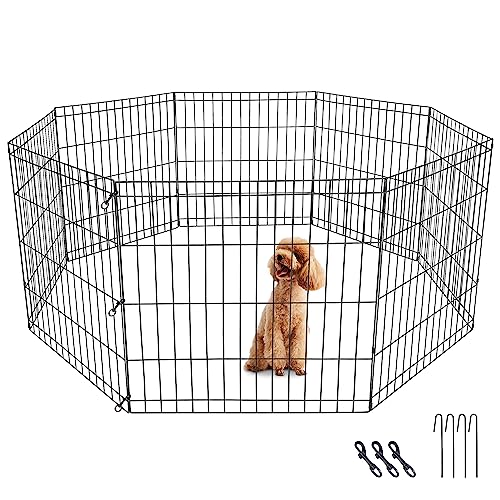 Epetlover Foldable Metal Exercise Pet Play Pen for Dogs Indoor Outdoor Playpen for Small Animals Portable 8 Panel 24 Inch Dog Fence for Home Yard Camping