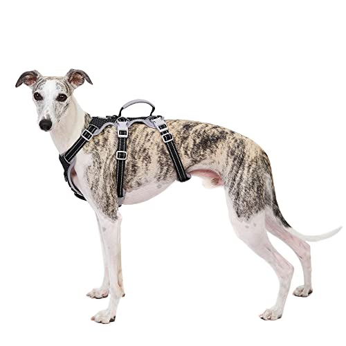 Escape Proof Harness, No Slip Dog Harness Escape Proof,Fully Reflective Harness with Handle, Breathable,Durable, Adjustable Vest for Medium Dogs Walking, Training, and Running Gear (Black,M)