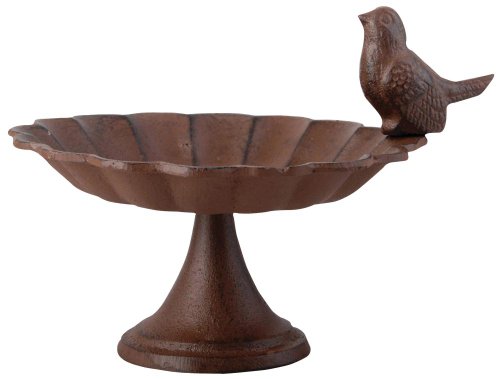 Esschert Design FB164 Cast Iron Pedestal Birdbath, Small, Antique Brown