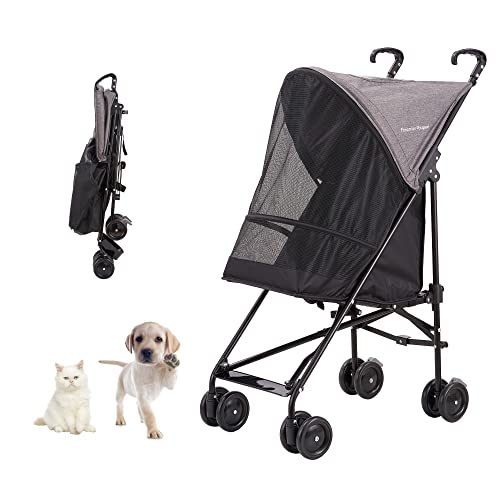 Favonius poupee Lightweight Pet Stroller,Dog Stroller for Small Dogs & Cats, Compact,Portable Travel Cat Dog Stroller (Grey)