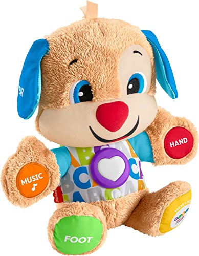 Fisher-Price Laugh & Learn Baby & Toddler Toy Smart Stages Puppy Interactive Plush Dog With Music And Lights For Ages 6+ Months