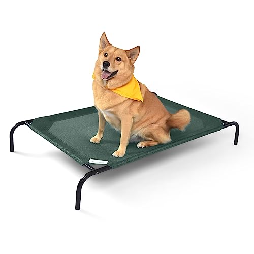 Gale Pacific Coolaroo The Original Cooling Elevated Dog Bed, Indoor and Outdoor, Large, Brunswick Green