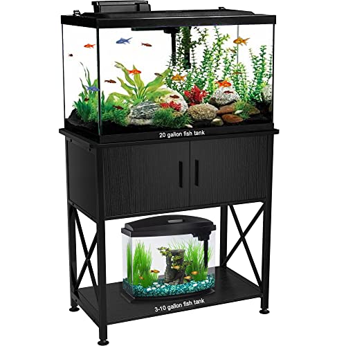 GDLF Fish Tank Stand Metal Aquarium Stand for up to 20 Gallon Long with Cabinet for Fish Tank Accessories Storage,28.7" L