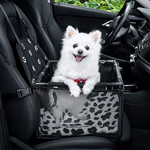 GENORTH Small Dog Car Seats for Small Dogs,Upgrade Dog Booster Seat with PVC Frame Construction,Folding Puppy Pet Car Seat for Small Pets