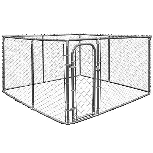 Giantex 7.5ft x 7.5ft Large Outdoor Dog Kennel, Pet Dog Run House, Chain-Link Mesh Sidewalls, Dog Kennel Backyard Playpen for Training