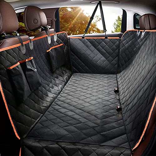 Giomoc Dog Car Seat Cover for Back Seat, Waterproof Seat Protector Scratchproof Pet Hammock with 4 Bags Side Flaps, Washable Nonslip Backseat Protection for Cars Trucks and SUVs.