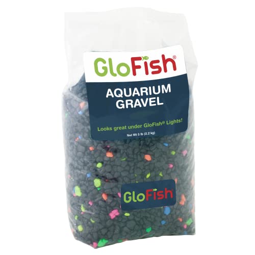 GloFish aquarium Gravel 5 Pounds, Black With Fluorescent Accents, Complements GloFish Tanks