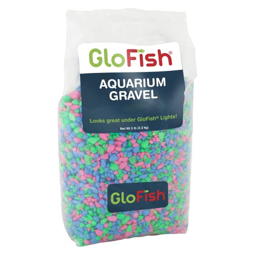 GloFish Aquarium Gravel, Pink/Green/Blue Fluorescent, 5-Pound, Bag Pink/Green/Blue Fluorescent, 4 x 5 x 9 inches ; 5 pounds (29085)