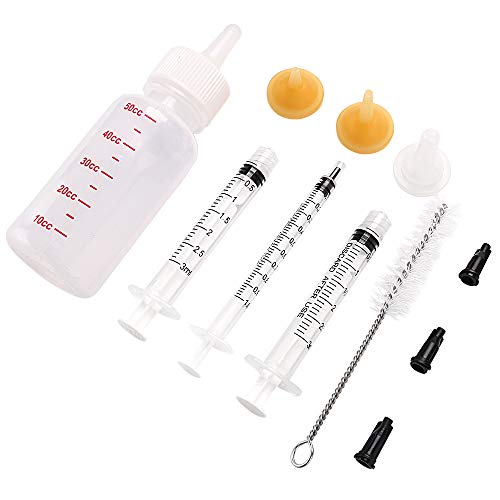 Gufastoe Pet Feeding Bottle and Replacement Mini Nipples with Syringes