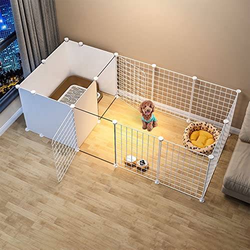 Hamiledyi Dog Playpen Indoor with Door, 16 Panels DIY Puppy Play Pen Portable Metal Wire Yard Fence Small Animal Exercise Cage for Small-Sized Dog, Kitten, Rabbit, Guinea Pigs, Ferret