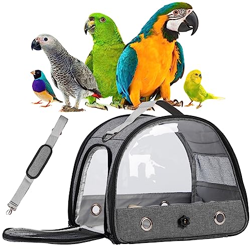 HEJKFVCL Bird Carrier Travel Cage - Small Bird Cage Transparent Bird Backpack Carrier with Standing Perch