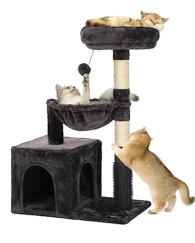 HOOPET Cat Tree Tower,34 INCHES Cat Tower for Indoor Cats, Multi-Level Cat Tree with Scratching Posts Plush Basket &Viewing Perch for Play Rest, Cat Activity Tree with Dangling Ball for Kittens/Cats