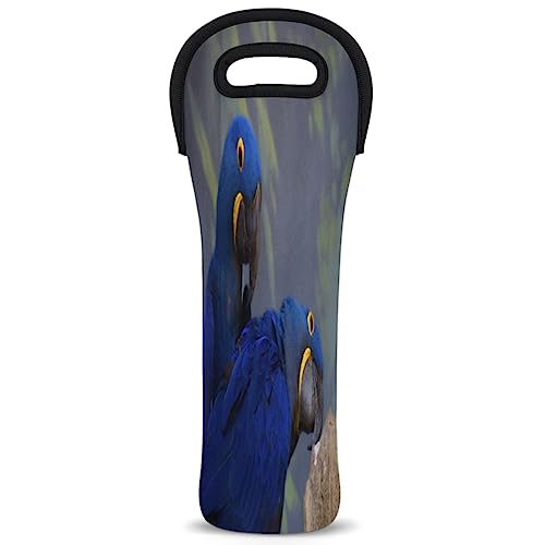 Hyacinth Macaw Blue Wine Carrier Tote Bag 750ML Insulated Neoprene Wine Bag Tote Holder Covers Beer Champagne Bottle Protective Travel Or Gift Bag