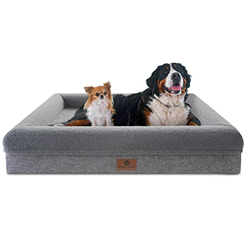 Hygge Hush Dog Beds for Extra Large Dogs, Orthopedic Large Dog Bed Memory Foam Soft Pet Sofa Waterproof Dog Bed Durable Pet Bed with Non-Skid Bottom and Washable Removable Cover Dog Bed for Crate