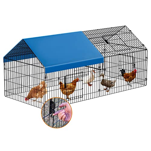 INJOPEXI Metal Chicken Coop 86"×40"×39" Chicken Runs for Yard with Cover Chicken Playpen Enclosure Chicken Pen Kennel Duck Coop Cage for Outdoor Backyard Farm Rabbit Small Animal Dog Poultry Cat Hutch