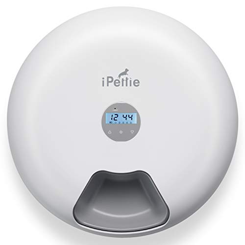 iPettie Donuts 6-Meal Automatic Wet and Dry Food Pet Feeder with Programmable Timer, Auto Dispenser for Cat and Small & Medium Dog, Batteries & USB Power Supply, White