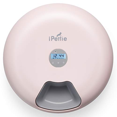 iPettie Donuts 6-Meal Automatic Wet and Dry Food Pet Feeder with Programmable Timer, Auto Dispenser for Cat and Small & Medium Dog, Batteries & USB Power Supply, Pink