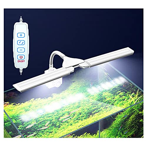 JackSuper 7500K Aquarium LED Light, 3 Modes Adjustable Brightness 180° Adjustable Light Shell for Reef Fish Tank Plant Growth Blue & White LEDs 360° Rotatable LED Light