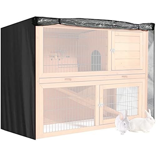 J&C Heavy Duty 420D Double Decker Rabbit Hutch Cover Windproof Waterproof Black Covers for Winter Rectangular Outdoor Bunny Cage Cover for Guinea Pig Cage (No Hutch (48x20x41 in)