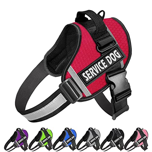 JSXD Dog Harness,No-Pull Service Dog Harness with Handle Adjustable Outdoor Pet Dog Vest 3M Reflective Nylon Material Vest for Breeds,Easy Control for Small Medium Large Dogs