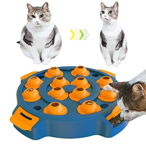 KADTC Cat Weight Lose Slimming Puzzle Toy For Indoor Cats Brain Stimulation Mentally Stimulating Toys Kitten Puzzles Feeder Food Dispenser Treat Dispensing Level 2 Interactive Game Kitty Birthday Gift