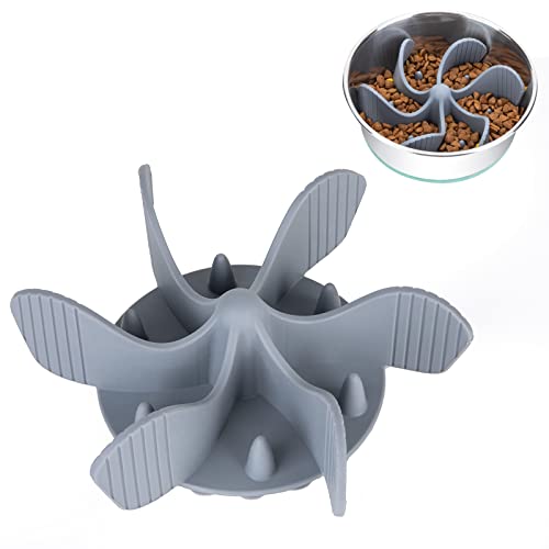 Keegud Slow Feeder Dog Bowls Insert [36 Octopus Suction Cups] Super Firm Slow Eating Dog Bowl [Cuttable] for Small Breed and Medium Size Dog Compatible with Regular and Elevated Dog Bowls (Spiral)