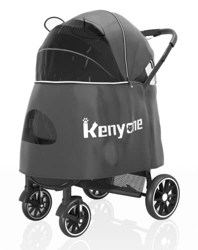 Kenyone Rain Cover Universal - Viewable Window Stroller Poncho, High Privacy Weather Shields Travel Stroller Accessories, Gray