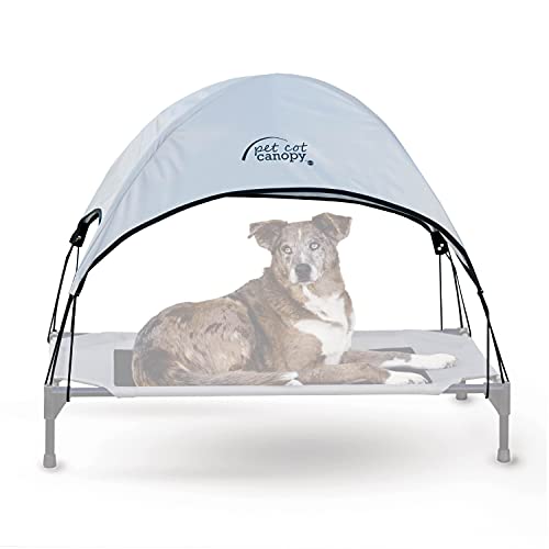 K&H PET PRODUCTS Pet Cot Shade Canopy for Elevated Outside Dog Beds, Dog Sun Umbrella Canopy for Dog Cots (Cots Sold Separately), Gray, Large 30 X 42 Inches