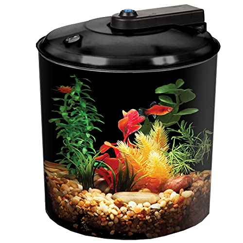 Koller Products BettaView Plastic 1.5-Gallon Aquarium, Cylindrical Shape with 7 Colors LED Lighting, Easy to Set Up and Maintain for Tropical Fish - Betta Fish