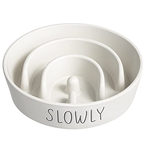 LE TAUCI PET Dog Slow Feeder Bowl Ceramic, Puzzle Dog Food Bowl for Small Medium Large Breed, Puppy Slow Feeder Bowl for Fast Eater, Dog Bowls to Slow Down Eating, Maze Bowl, Pet Bowl