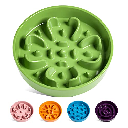 LE TAUCI Slow Feeder Dog Bowls Ceramic, 1.5 Cups Slow Eater Bowl for Dogs, Puppy Slow Feeder Bow for Fast Eaters, Dog Dishes to Slow Down Eating, Puzzle Dog Food Bowl, Maze Dog Bowl,Clover Green