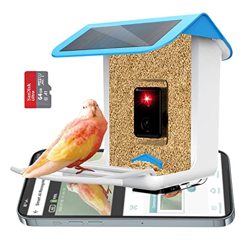 LETTON Smart Bird Feeder Camera, Solar Powered, AI Bird Species Identification, 1080P HD Video, WiFi Wireless, Waterproof Outdoor Bird House, for Bird Lover