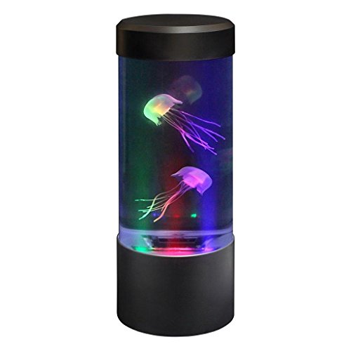Lightahead LED Mini Desktop Jellyfish Lava Lamp with Color Changing Light Effects. A Sensory Synthetic Jelly Fish Tank Aquarium Mood Lamp. Excellent Gift
