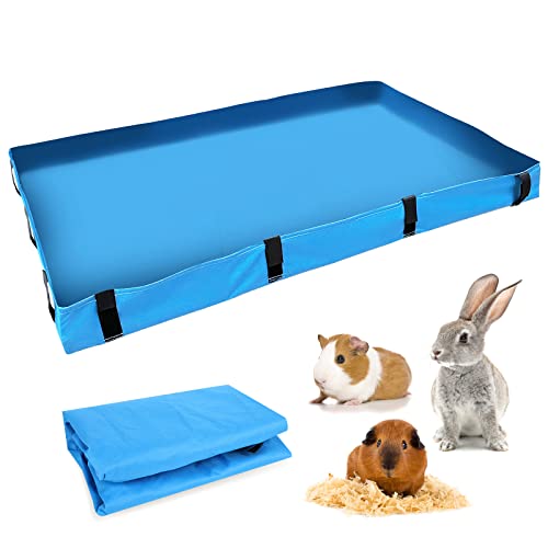 LINGSFIRE Guinea Pig Cage Liners, Reusable Guinea Pig Bedding Accessories with Oxford Cloth Bottom Washable Cage Liners for Guinea Pigs Rabbits 47 x 24 x 3.5''（Blue）