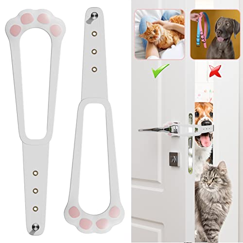 LUBERDUSH Cat Door Holder Latch -Adjustable Cat Door Alternative to Keep Dogs Out of Cat Litter Boxes and Food,Flex Latch Strap Let's Cats in and Safe Baby Proof, No Measuring Easy to Install(2 Pack)