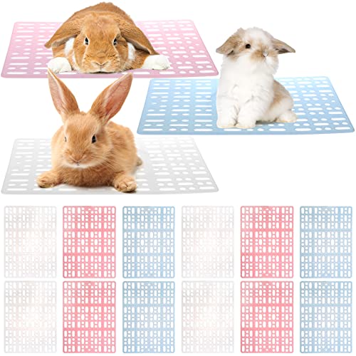 Lyellfe 12 Pack Plastic Rabbit Cage Mat, Durable Rabbit Floor Mat with Snap Joint, Foot Resting Pads in Assorted Color, Mats Feet Pads for Pet Cats Dogs Bunny