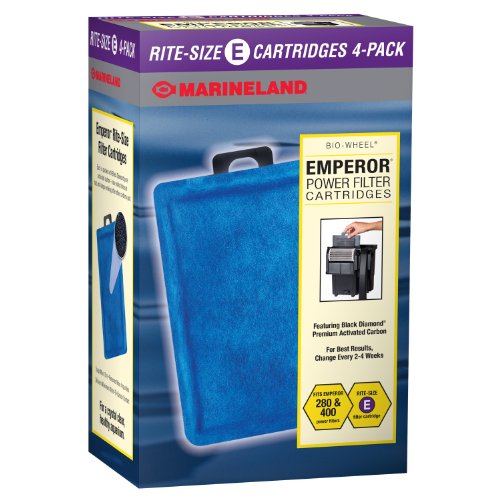 Marineland Emperor Power Filter Cartridge Rite-Size E, 4 Count, Replacement Cartridge For Aquarium Filtration, E - Purple, 4 Count (Pack of 1)