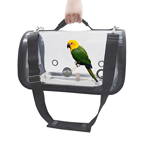 MeHongCan Portable Bird Carrier,Bird Travel Cage Parrot Lightweight Breathable Carrier Bird Travel Bag with Perch Stainless Tray (Small)